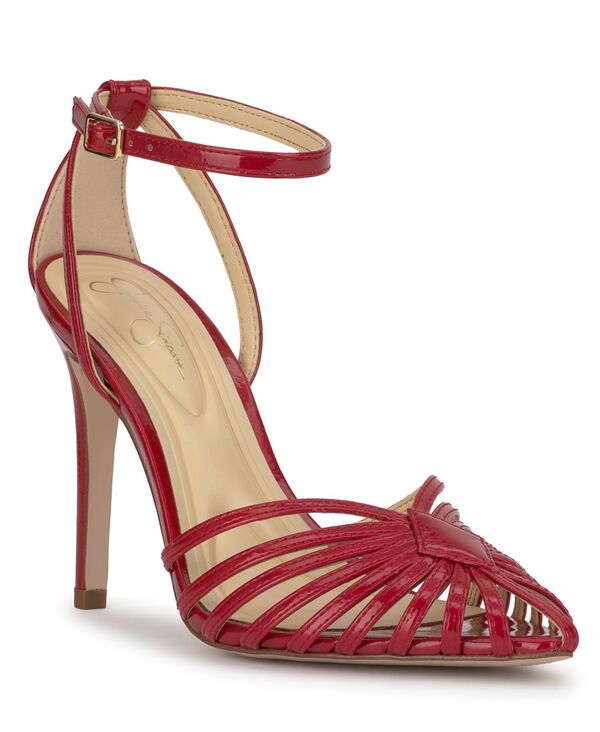 ジェシカシンプソン レディース シューズ パンプス Jessica Simpson Women's Paveri Huarache Strappy Stiletto Pumps Red Muse Crinkle Patent レッド