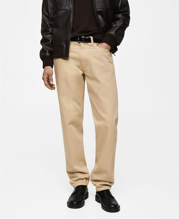 マンゴ メンズ ボトムス デニムパンツ ジーンズ MANGO Men's Regular-Fit Bob Jeans Beige ベージュ|ReVida 店