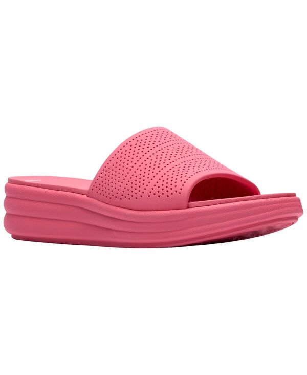 クラークス レディース シューズ スリッポン・ローファー サンダル Clarks Cloudsteppers Driftwist Slip-On Flat Sandals Bright Pink ピンク