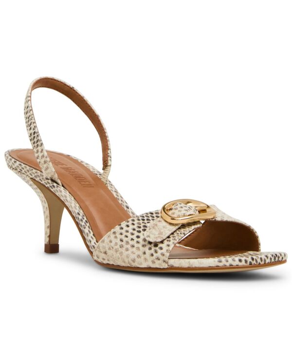 スティーブ マデン レディース シューズ サンダル ヒール Steve Madden Women's Henrietta Kitten-Heel Dressandals Natural Snake