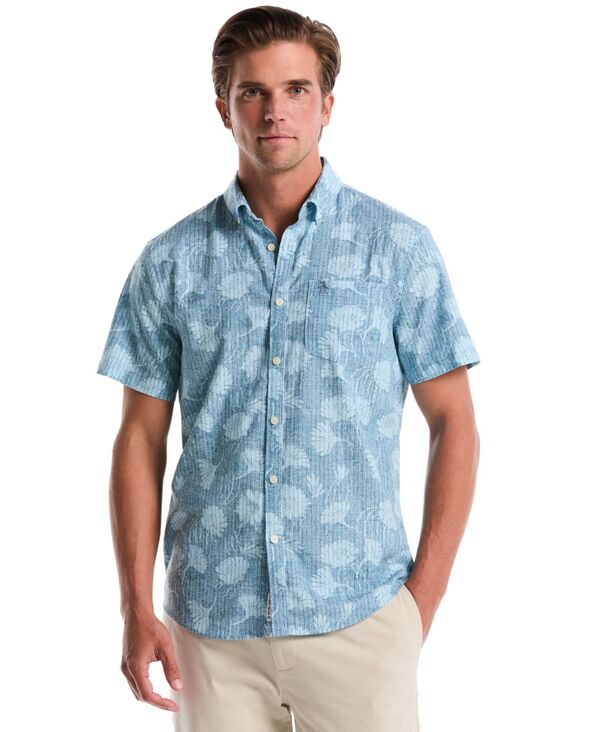 オリジナルペンギン メンズ トップス シャツ プリント Original Penguin Men's All-Over Flower Print Collared Shirt Horizon Blue ブルー
