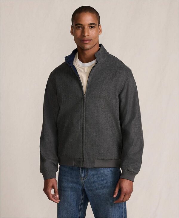 ランズエンド メンズ アウター ジャケット・ブルゾン Lands' End Men's Reversible Harrington Jacket Dark gray herringbone グレー