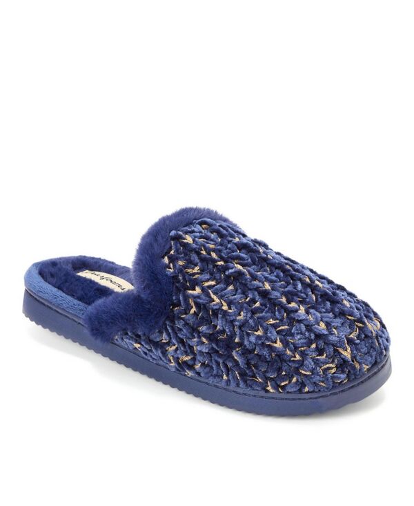 ディアフォームズ レディース シューズ サンダル Dearfoams Women\'s Paris Chenille Shaped Tab Scuff Slipper Peacoat