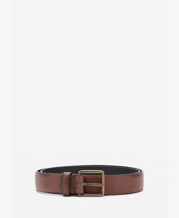 マンゴ メンズ 付属品 胴締め なめし革 MANGO Men\u0027s Pebbled Leather Belt Leather