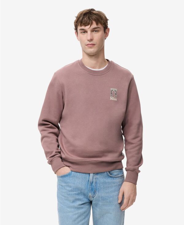 マンゴ メンズ アウター パーカー・スウェット プリント シャツ コットン MANGO Men's Printed Cotton Sweatshirt Pale Pink ピンク 15,961円