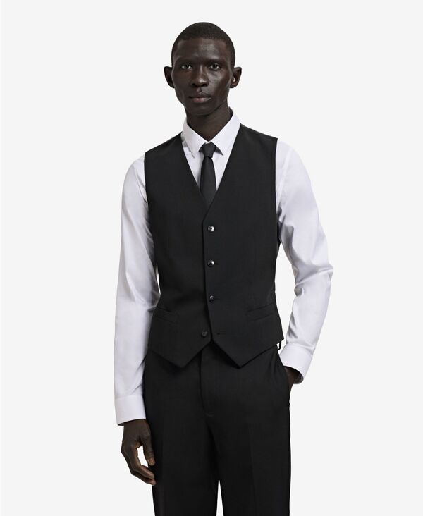マンゴ メンズ トップス ベスト MANGO Men'super Slim-Fit Stretch-Fabric Suit Vest Black ブラック