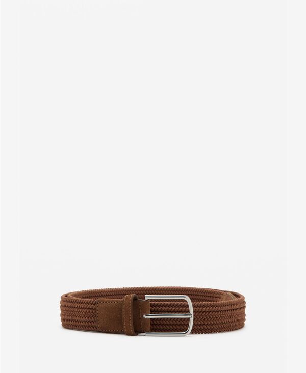 マンゴ メンズ 付属品 胴締め MANGO Men\u0027s Braided Elastic Belt Medium Brown 赤銅色