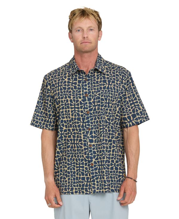 クイックシルバー ウォーター マン メンズ トップス シャツ 半袖 Quiksilver Waterman Quiksilver Men's Coral Sea Short-Sleeve Shirt Dark Denim デニム