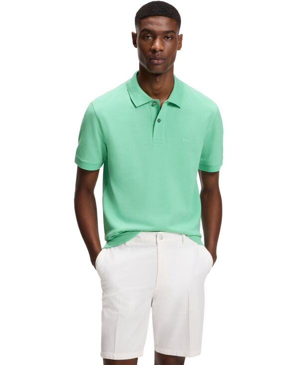 ヒューゴボス メンズ トップス ポロシャツ コットン Hugo Boss Men's Cotton Piqu Pallas Polo Shirt Open Green グリーン