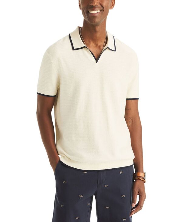 ナウティカ メンズ トップス ポロシャツ 半袖 Nautica Men's Textured Short-Sleeve Polo Shirt Almond｜ReVida 店