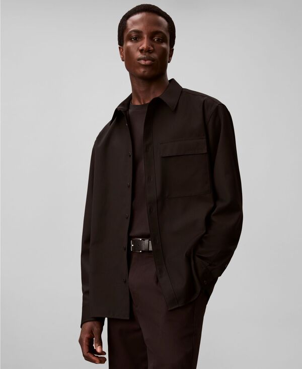 カルバンクライン メンズ トップス シャツ Calvin Klein Men's Travel Twill Regular-Fit Shirt Black ブラック