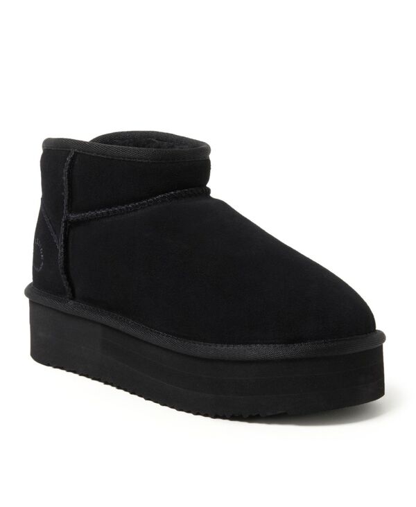 ディアフォームズ レディース シューズ ブーツ・レインブーツ プラットフォーム Dearfoams Women's Kingston Genuine Shearling Platform Bootie Black ブラック
