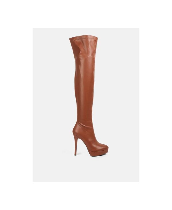 ロンドンラグ レディース シューズ ブーツ・レインブーツ ヒール London Rag confetti stretch pu higheel Over the knee boots Beige/khaki カーキ
