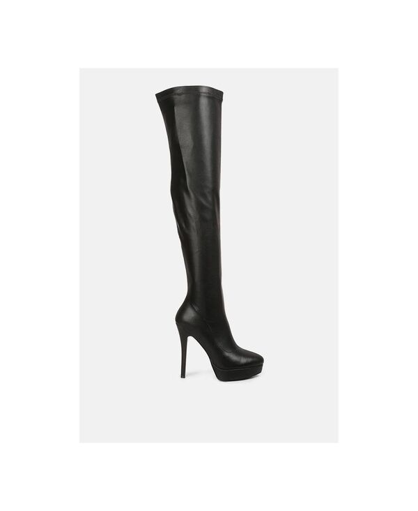 ロンドンラグ レディース シューズ ブーツ・レインブーツ ヒール London Rag confetti stretch pu higheel Over the knee boots Black ブラック 18,235円