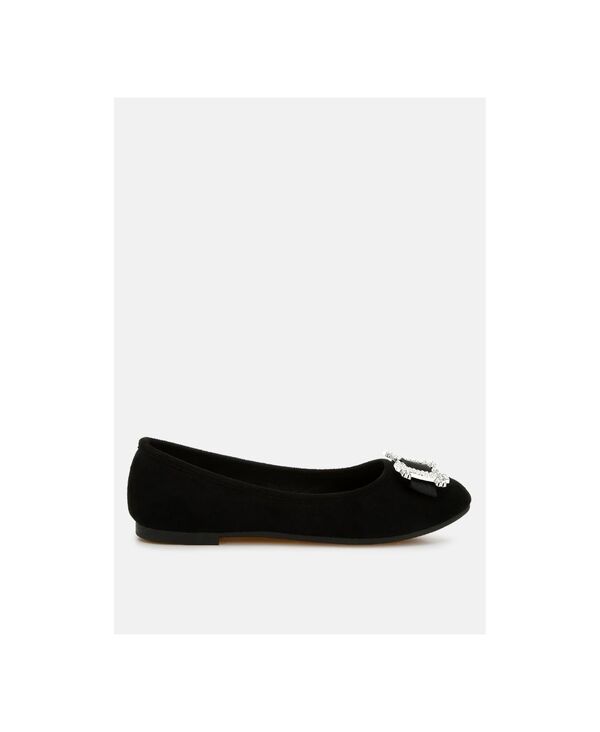 ロンドンラグ レディース シューズ パンプス London Rag Womens Prajik Rhinestone Buckle Detail Ballerinas Black ブラック