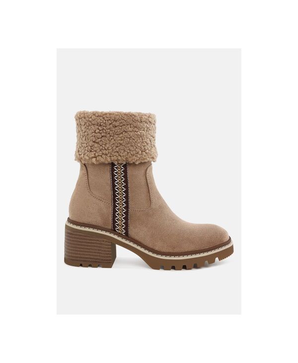 ロンドンラグ レディース シューズ ブーツ・レインブーツ ウール London Rag Womens Woolly Faux Fur & Embroidery Detail Boots Light beige ベージュ|ReVida 店
