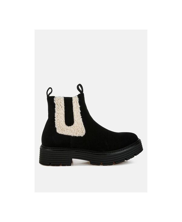 ロンドンラグ レディース シューズ ブーツ・レインブーツ アンクル London Rag Womens Mothman Faux Fur Detail Chunky Ankle Boots Black ブラック 17,736円