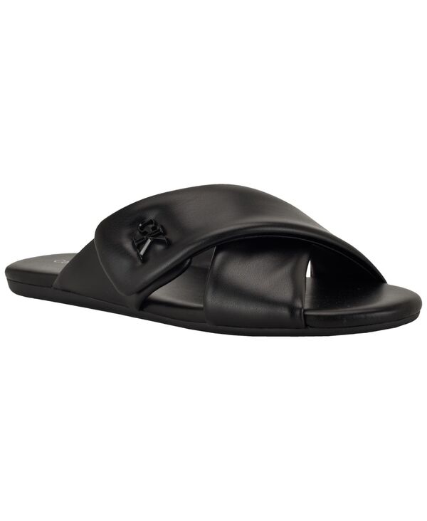 カルバンクライン レディース シューズ スリッポン・ローファー サンダル Calvin Klein Women's Renley Criss-Cross Flat Slip-On Sandals Black ブラック