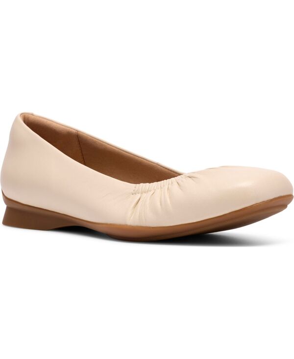 クラークス レディース シューズ スリッポン・ローファー Clarks Women's Jazmynn Lo Slip-On Flats Cream Leather クリーム
