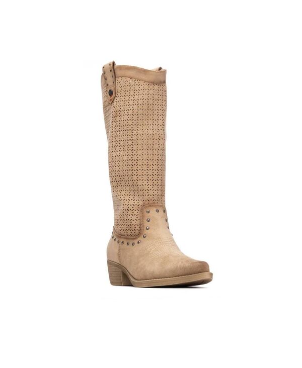 キシタイ レディース シューズ ブーツ・レインブーツ スエード ヒール XTI Refresh Collection Women's Block Heel Suede Boots Beige ベージュ｜ReVida 店