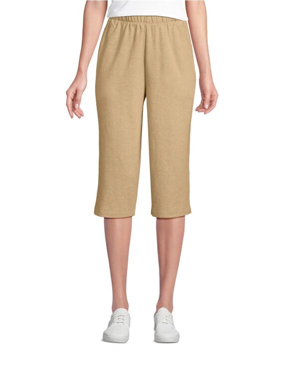ランズエンド レディース ボトムス カジュアルパンツ キャップ ニット Lands' End Women'sport Knit High Riselastic Waist Capri Pants French pecan heather ヘザー