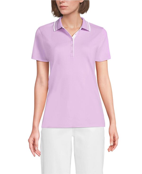 ランズエンド レディース トップス シャツ コットン Lands' End Women'supima Cotton Polo Shirt Lilac breeze/white ホワイト