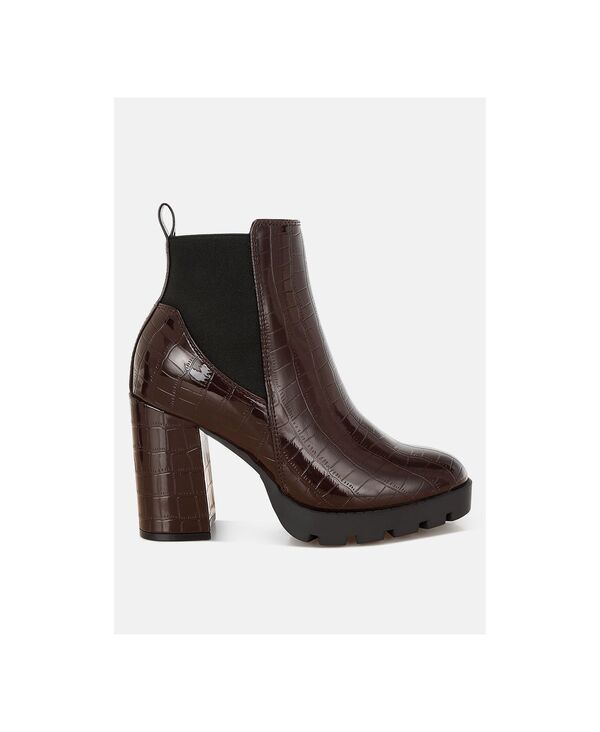 ロンドンラグ レディース シューズ ブーツ・レインブーツ チェルシーブーツ チェルシー レザー フェイクレザー London Rag Women's Foxy Faux Leather Crochelsea Boots Brown ブラウン｜ReVida 店