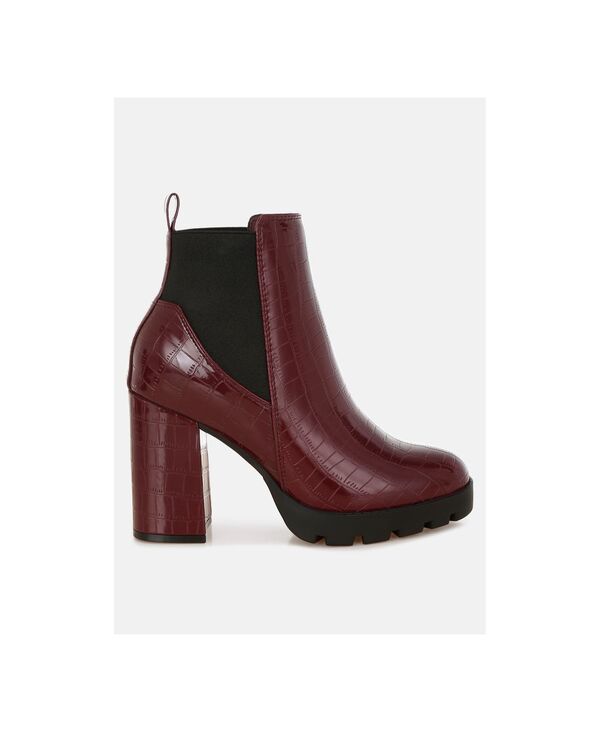 ロンドンラグ レディース シューズ ブーツ・レインブーツ チェルシーブーツ チェルシー レザー フェイクレザー London Rag Women's Foxy Faux Leather Crochelsea Boots Medium red レッド｜ReVida 店