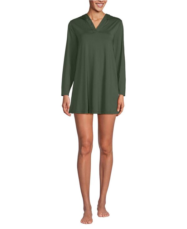 ランズエンド レディース トップス ワンピース ミニ Lands' End Women'sunShade UPF 50 Hooded Mini Swim Cover-Up Dress Rich olive green グリーン|ReVida 店