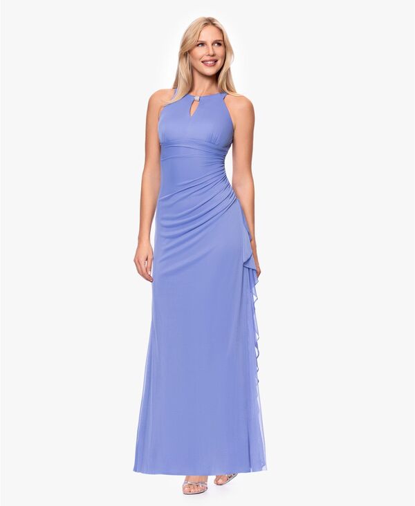 ベッツィアンドアダム レディース トップス ワンピース ギャザー ホルター Betsy & Adam B&A by Betsy and Adam Ruched Halter Gown Periwinkle