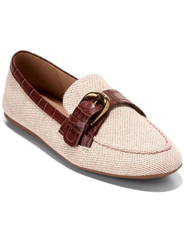 コールハーン レディース シューズ スリッポン・ローファー Cole Haan Women's Grand Ambition Alette Slip-On Buckle Loafers Natural Canvas Mahogany Croc Leather