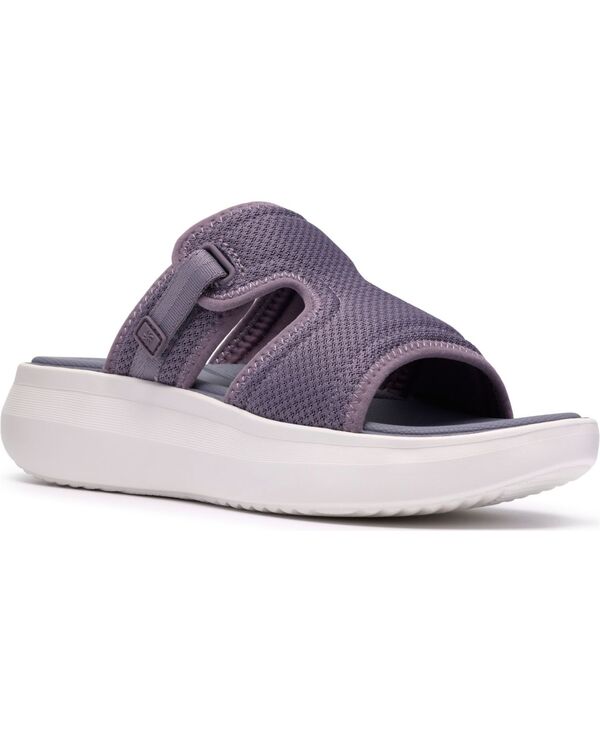 クラークス レディース シューズ スリッポン・ローファー サンダル Clarks Women\u0027solevana Mist Slip-On Wedge Sandals Purple/Green 緑であること