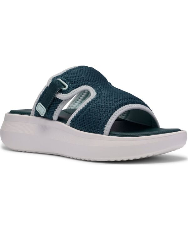 クラークス レディース シューズ スリッポン・ローファー サンダル Clarks Women\u0027solevana Mist Slip-On Wedge Sandals Teal ティール
