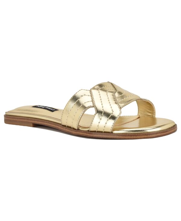 ナインウェスト レディース シューズ スリッポン・ローファー サンダル Nine West Women's Gammy Criss-Cross Flat Slip-On Sandals Gold ゴールド