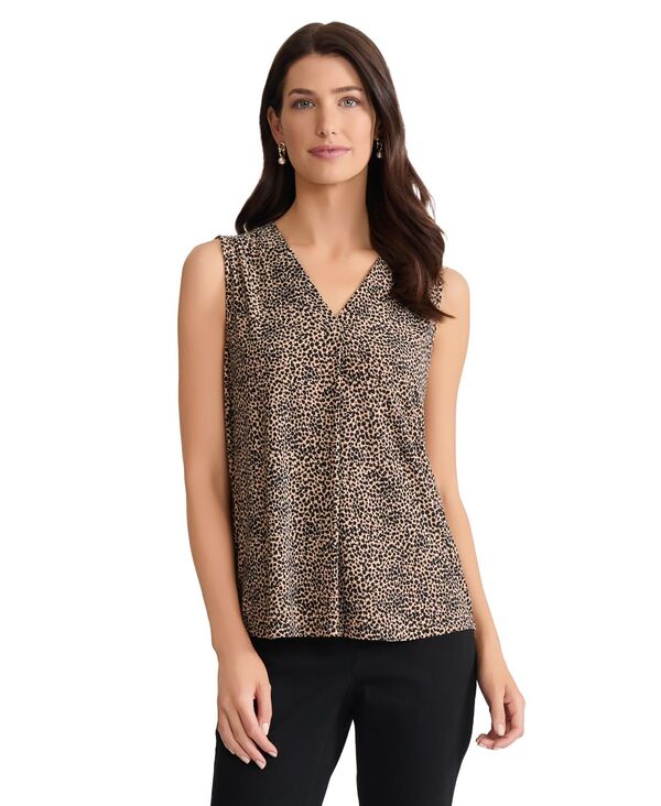 ジョーンズニューヨーク レディース トップス シャツ Vネック ノースリーブ Jones New York Women'sleeveless V-Neck Pleat Frontop Black multi ブラック 7,884円