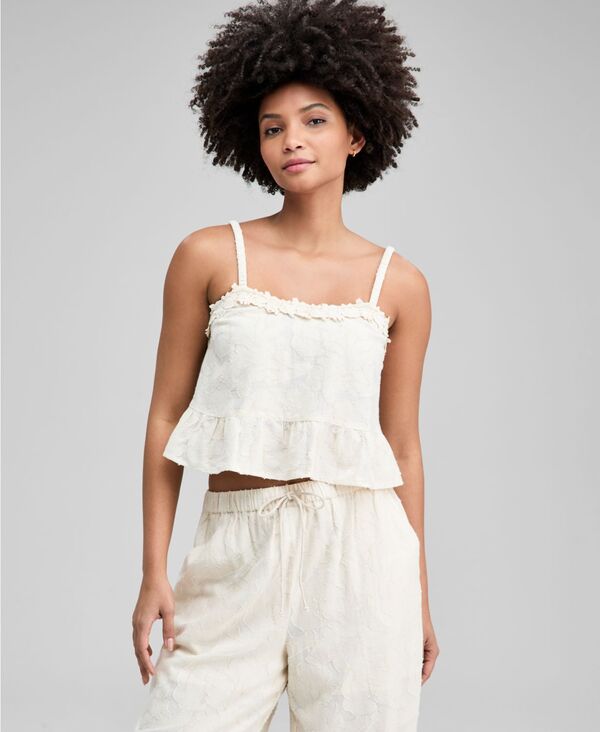 アンドノウディス レディース トップス シャツ フラワー柄 コットン フラワー And Now This Women's Cotton Floral Jacquard Tank Natural