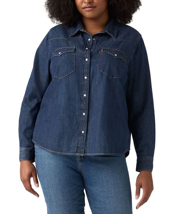 リーバイス レディース トップス シャツ プラスサイズ コットン Levi's Trendy Plusizessential Western Cotton Shirt Smokin Hot