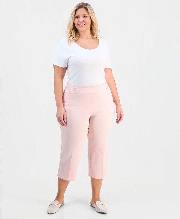 ジェイエムコレクション レディース ボトムス カジュアルパンツ プラスサイズ キャップ JM Collection Plusize Tummy Control Pull-On Capri Pants Pale Blush ブラッシュ