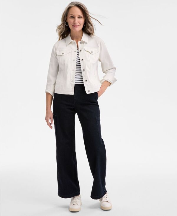 スタイルアンドコー レディース アウター 上衣・上衣 ジーンズ Style \u0026 Co Women\u0027s Classic Denim Jacket Bright White 白いこと コート・ジャケット-レディースファッション