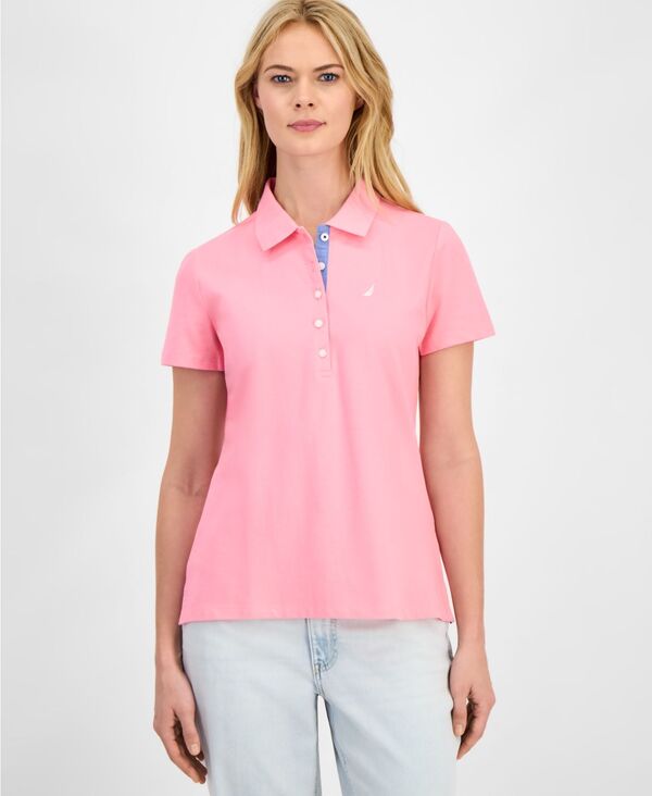ナウティカ レディース トップス シャツ 半袖 Nautica Women'short-Sleeve Polo-Collar Shirt Peony｜ReVida 店