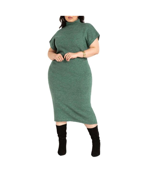 エロクイ レディース トップス ワンピース セーター ELOQUII Women'short Sleeve Sweater Dressilver pine シルバー