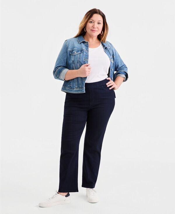 スタイルアンドコー レディース ボトムス デニムパンツ プラスサイズ ジーンズ Style & Co Plusize Straight-Leg Pull-On Jeans Rinse 8,495円