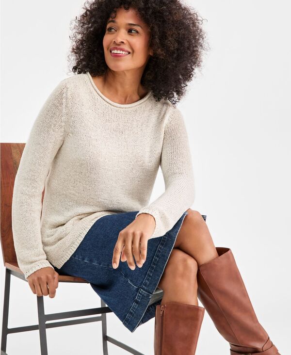 スタイルアンドコー レディース アウター ニット・セーター Style & Co Women's Tape Yarn Roll Neck Sweater Stonewall
