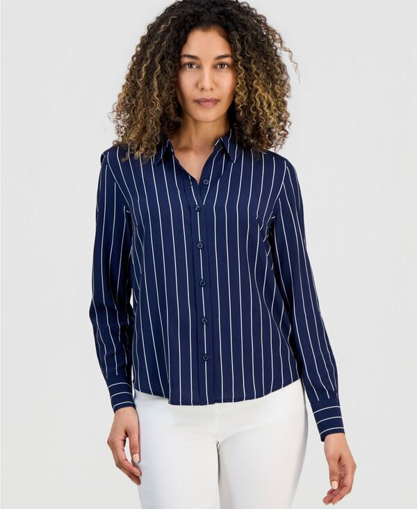 アイ.エヌ.シー インターナショナル コンセプト レディース トップス シャツ プチ I.N.C. International Concepts Petite Striped Shirt Intrepid Sidley Stripe ストライプ