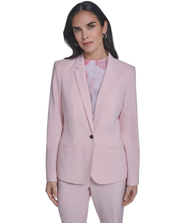 カルバンクライン レディース アウター ジャケット・ブルゾン プチ ブレザー Calvin Klein Petite One-Button Blazer Latte/Petal Pink ピンク