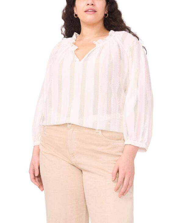 ヴィンスカムート レディース トップス シャツ プラスサイズ ブラウス Vince Camuto Plusize Split Neck Peasant Blouse New Ivory アイボリー