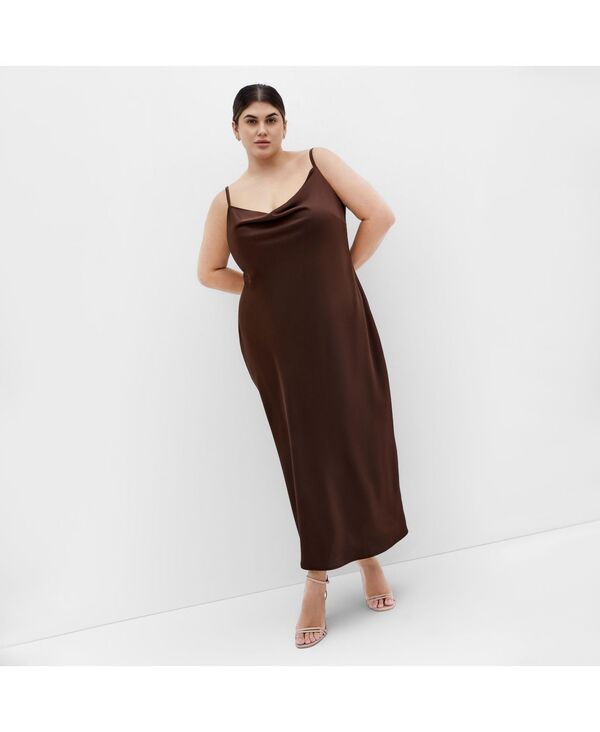 シティーシック レディース トップス ワンピース プラスサイズ サテン CITY CHIC Plusize Satin Slip Dress Truffle