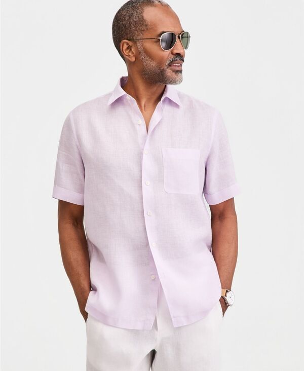 【送料無料】 クラブルーム メンズ シャツ トップス Men's 100% Linen Shirt Lilac Orchid｜ReVida 店