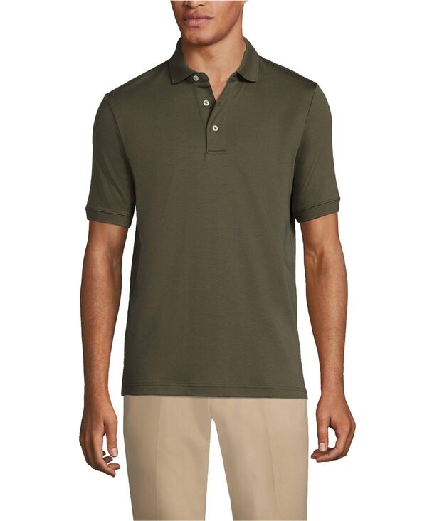 【送料無料】 ランズエンド メンズ ポロシャツ トップス Big & Tall Short Sleeve Cotton Supima Polo Shirt Forest moss|ReVida 店