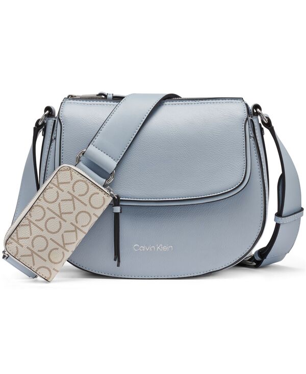 【送料無料】 カルバンクライン レディース ショルダーバッグ バッグ Bella Adjustable Crossbody with Signature Zippered Pouch Dusty Blue 27,972円